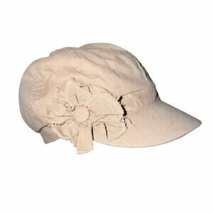 August hats linen cotton blend natural khaki women’s newsboy cap flower Y2K